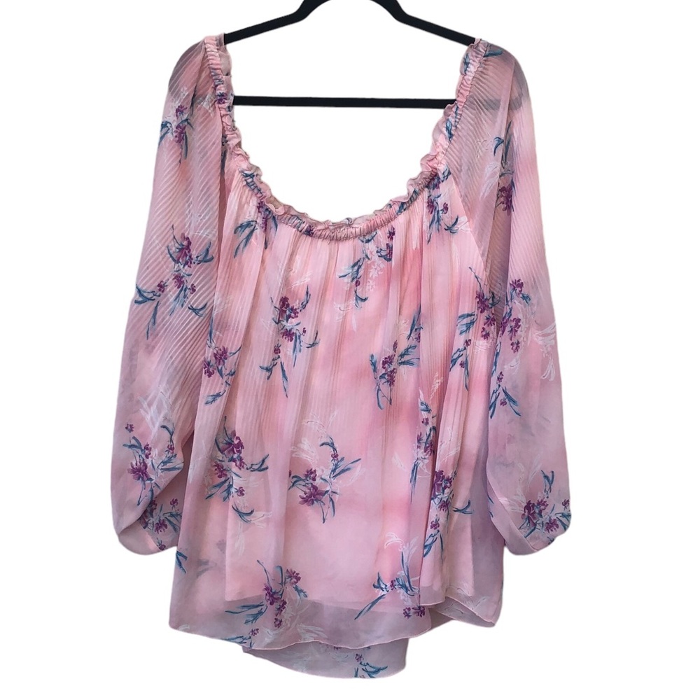 Lane Bryant Pink Pleated Floral Blouse size 26/28 - Picture 6 of 10